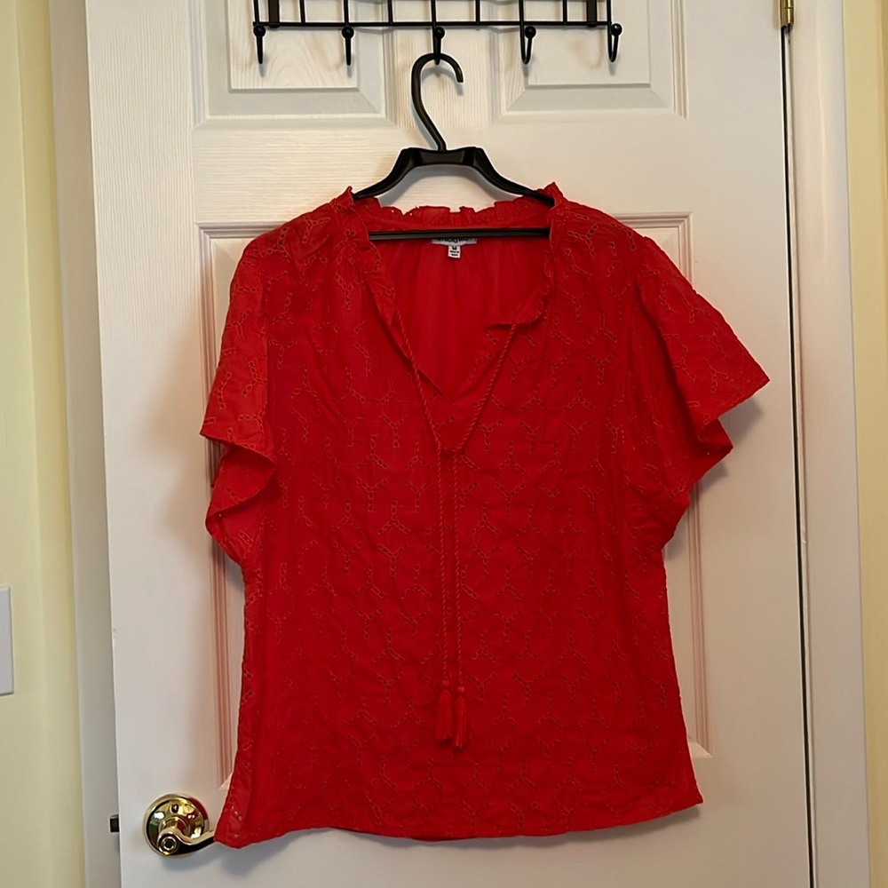 Beauty Coral eyelet top
